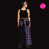 Banned Apparel Purple Babylon Check Trousers Alternative Gothic Punk Wide Leg