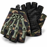 Woodland Camo Jimskele Alternative Punk Emo Fingerless Gloves