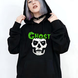 Ghost Skull Gothic Alternative Grunge Occult Punk Rock Metal Emo Pullover Hoodie