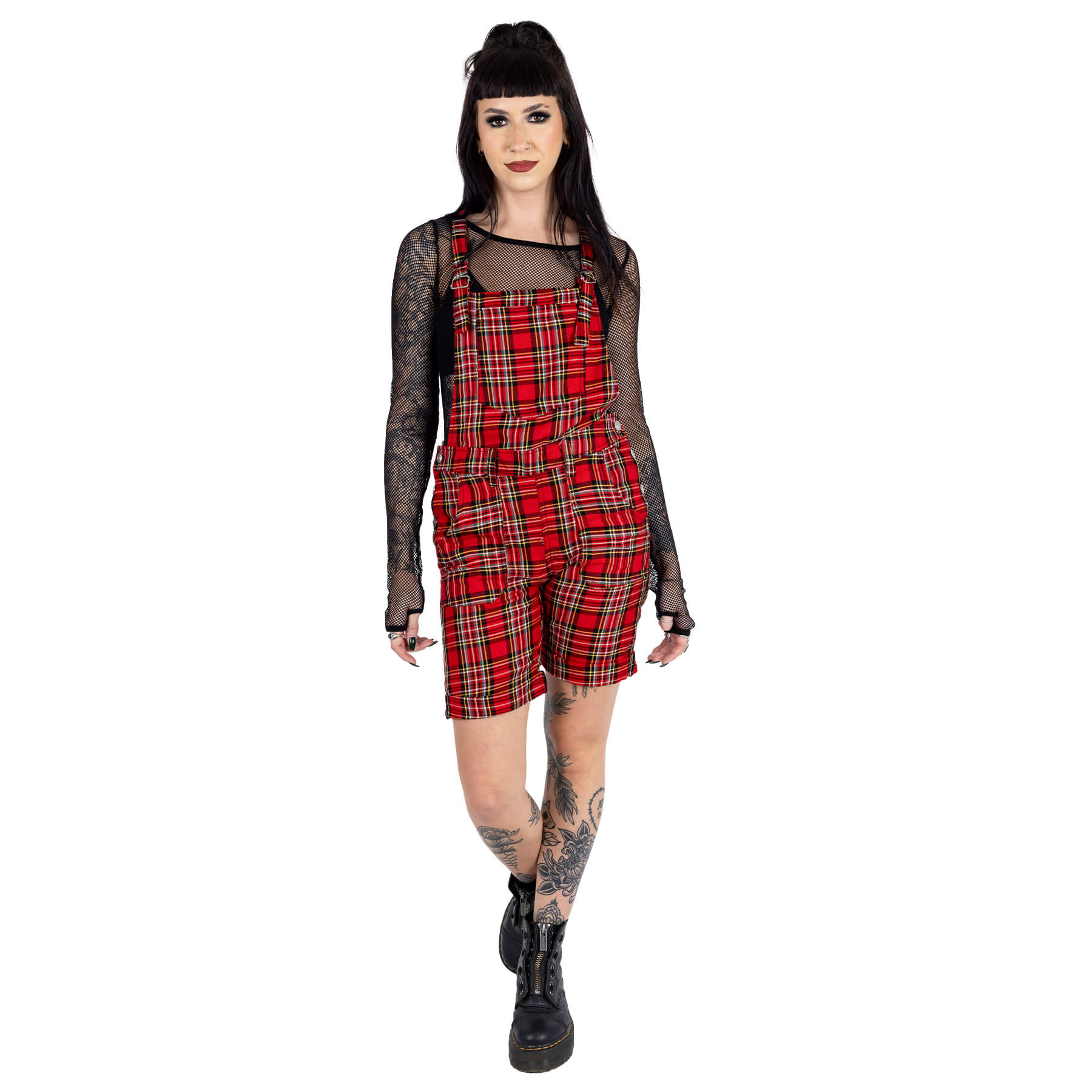 Chemical Black Anouka Red Tartan Check Punk Rock Playsuit