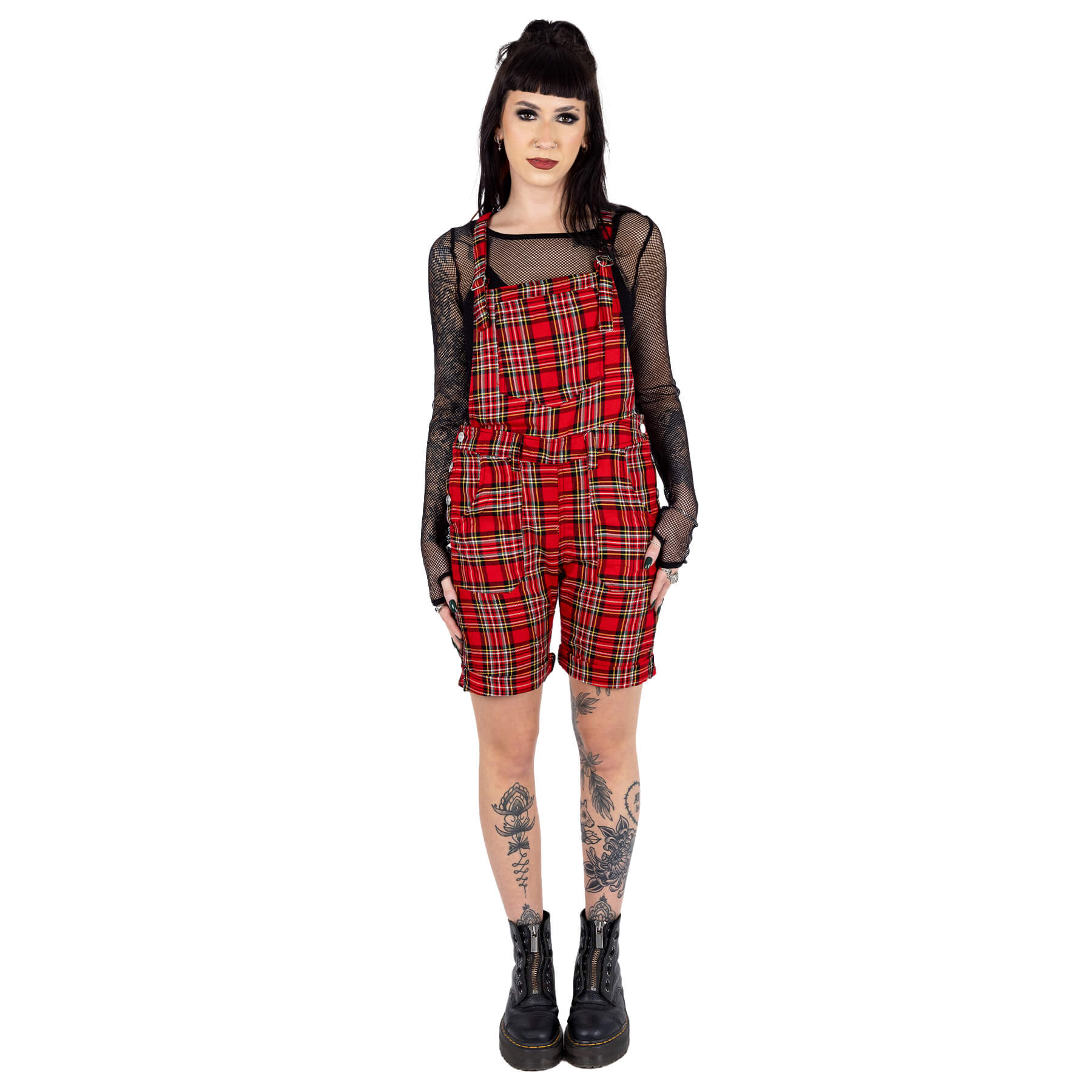 Chemical Black Anouka Red Tartan Check Punk Rock Playsuit