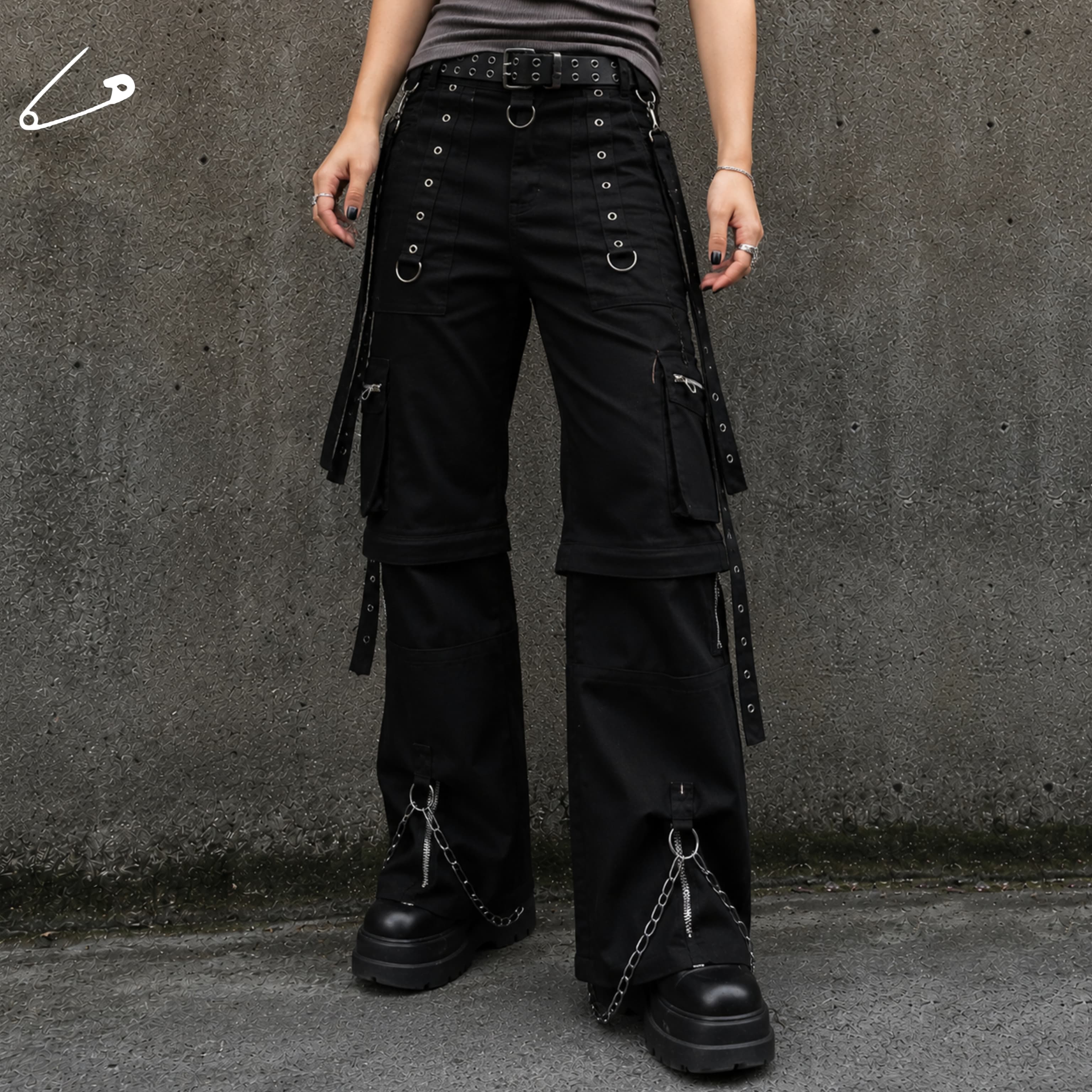 Punk'd Image Hammer Purple Rock Emo Alternative Gothic Chain Stud Pants Trousers