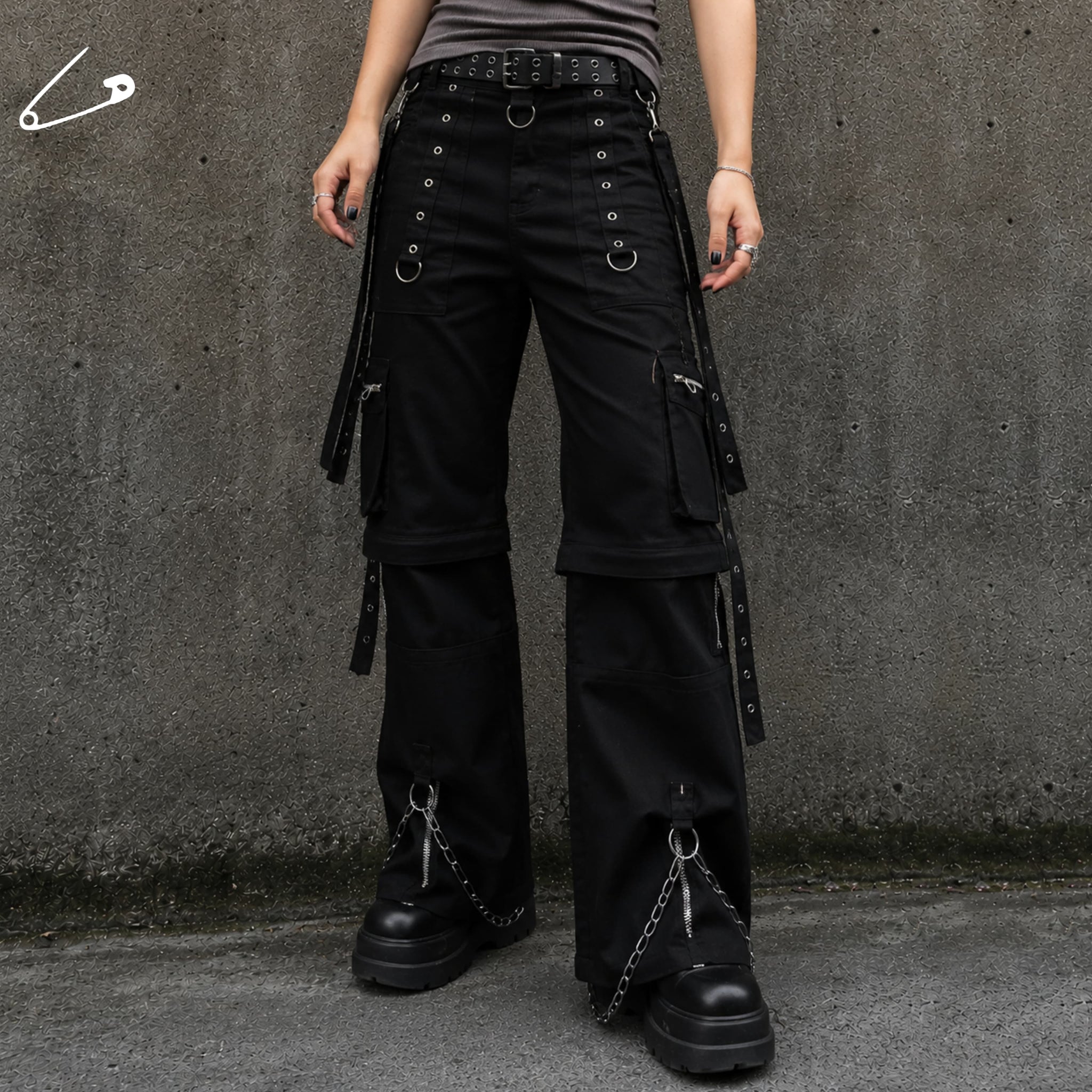 Punk'd Image Hammer Purple Rock Emo Alternative Gothic Chain Stud Pants Trousers