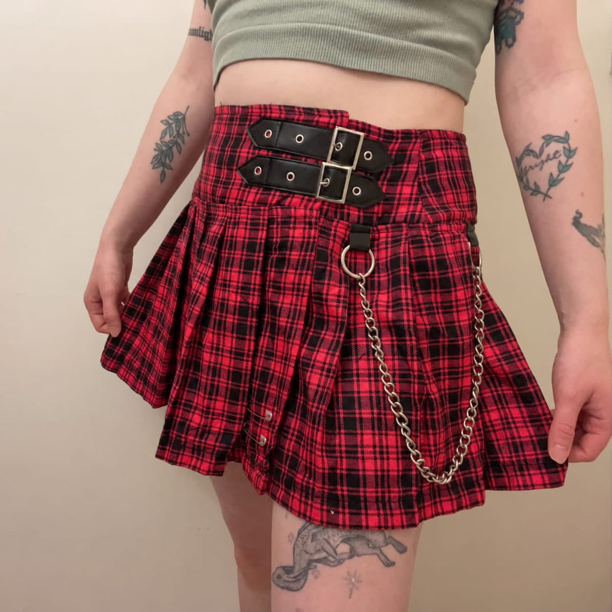 Hell Girl Pink Fuchsia Tartan Helena Skirt
