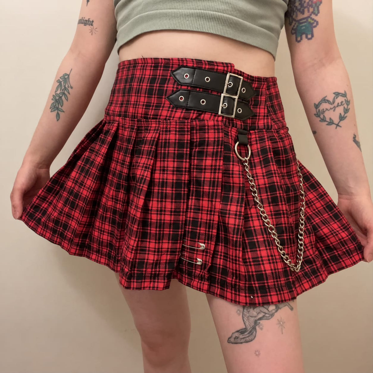Hell Girl Pink Fuchsia Tartan Helena Skirt