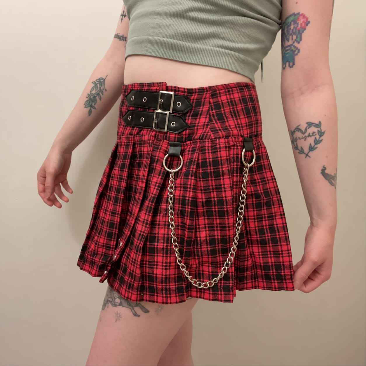 Hell Girl Pink Fuchsia Tartan Helena Skirt
