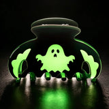 Gothic Halloween Ghost Hair Claw Clip Glow In The Dark Black & Neon Green