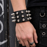 Punk'd Image Ada Black Spiked Wristband – PU Punk Goth Studded Cuff