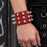 Punk'd Image Ada Red Spiked Wristband – PU Punk Goth Studded Cuff