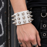 Punk'd Image Ada White Spiked Wristband – PU Punk Goth Studded Cuff