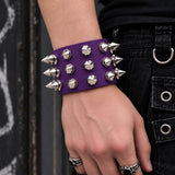 Punk'd Image Ada Purple Spiked Wristband – PU Punk Goth Studded Cuff
