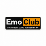 Punk'd Image Emo Club Enamel Pin Badge Black & Orange