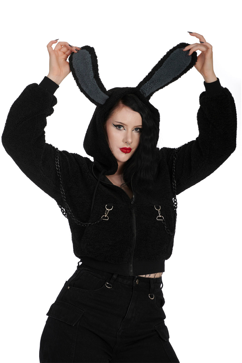 Banned Apparel Black Vinnie The Bunny Hoodie Jacket