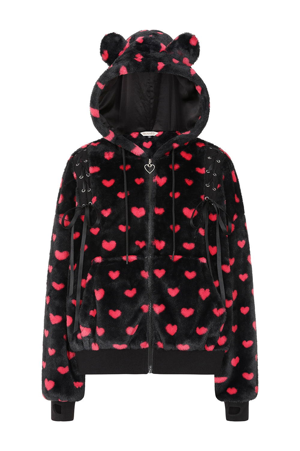 Banned Alternative Meowgical Girl Hoodie Black Red Gothic Kawaii Cat Ears Jacket