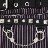 Banned Apparel Sweet Revenge Bag Black & Purple Striped Punk Goth Alternative Shoulder Bag