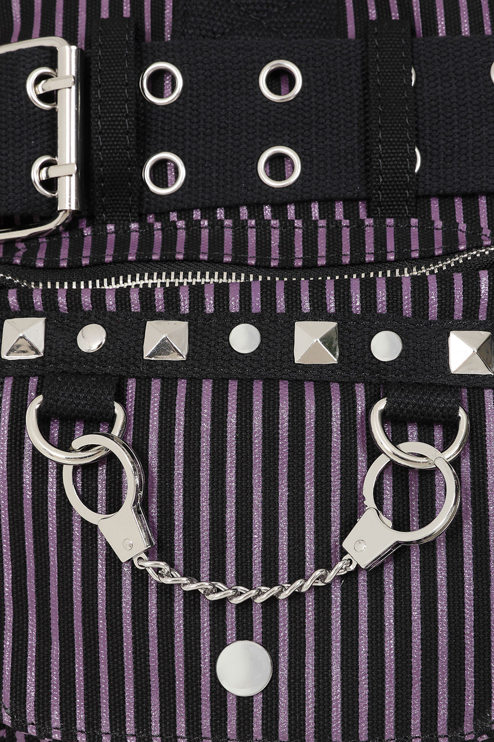 Banned Apparel Sweet Revenge Bag Black & Purple Striped Punk Goth Alternative Shoulder Bag
