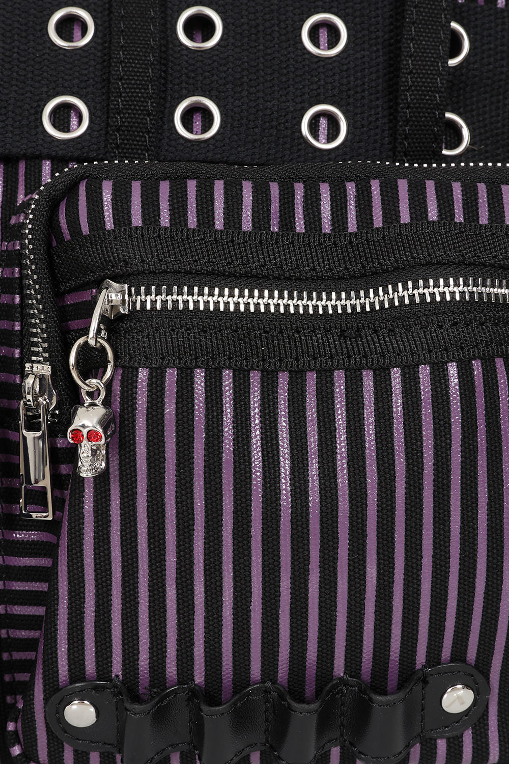 Banned Apparel Sweet Revenge Bag Black & Purple Striped Punk Goth Alternative Shoulder Bag