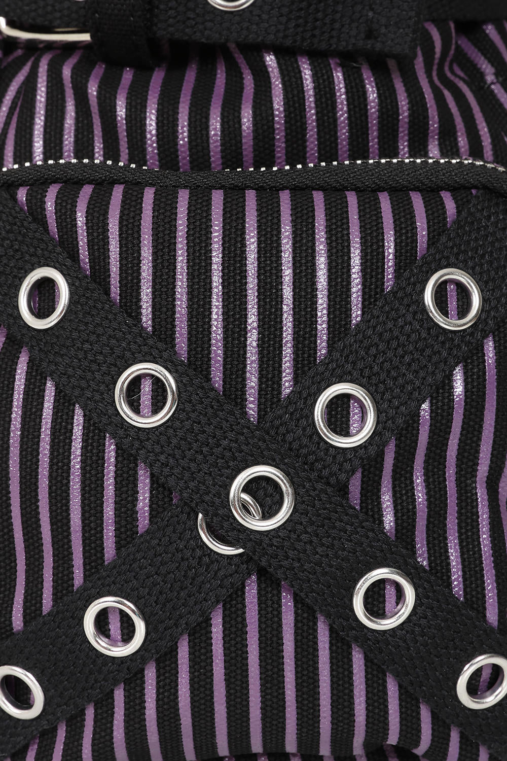 Banned Apparel Sweet Revenge Bag Black & Purple Striped Punk Goth Alternative Shoulder Bag