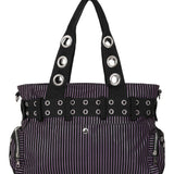 Banned Apparel Sweet Revenge Bag Black & Purple Striped Punk Goth Alternative Shoulder Bag