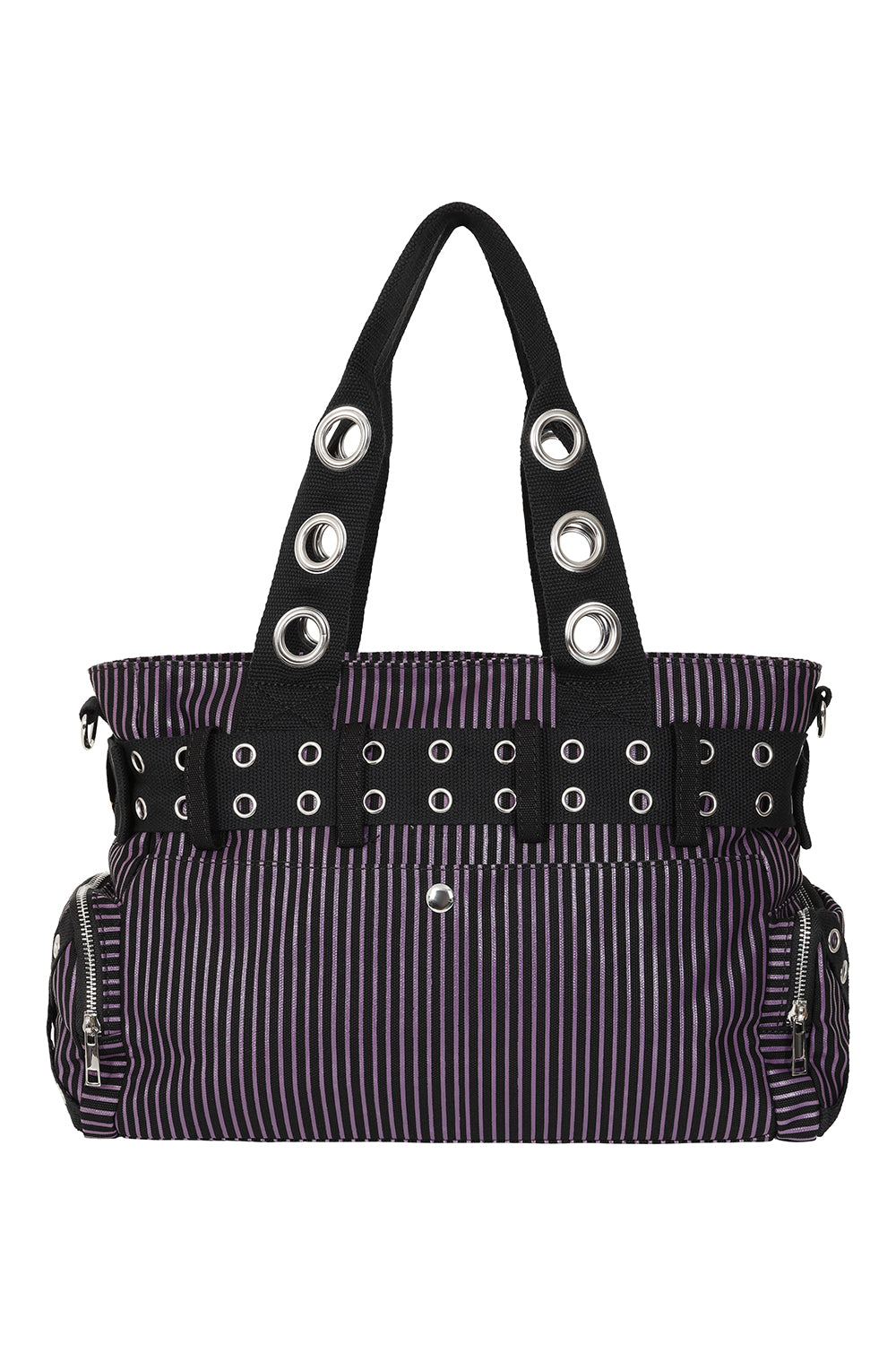 Banned Apparel Sweet Revenge Bag Black & Purple Striped Punk Goth Alternative Shoulder Bag
