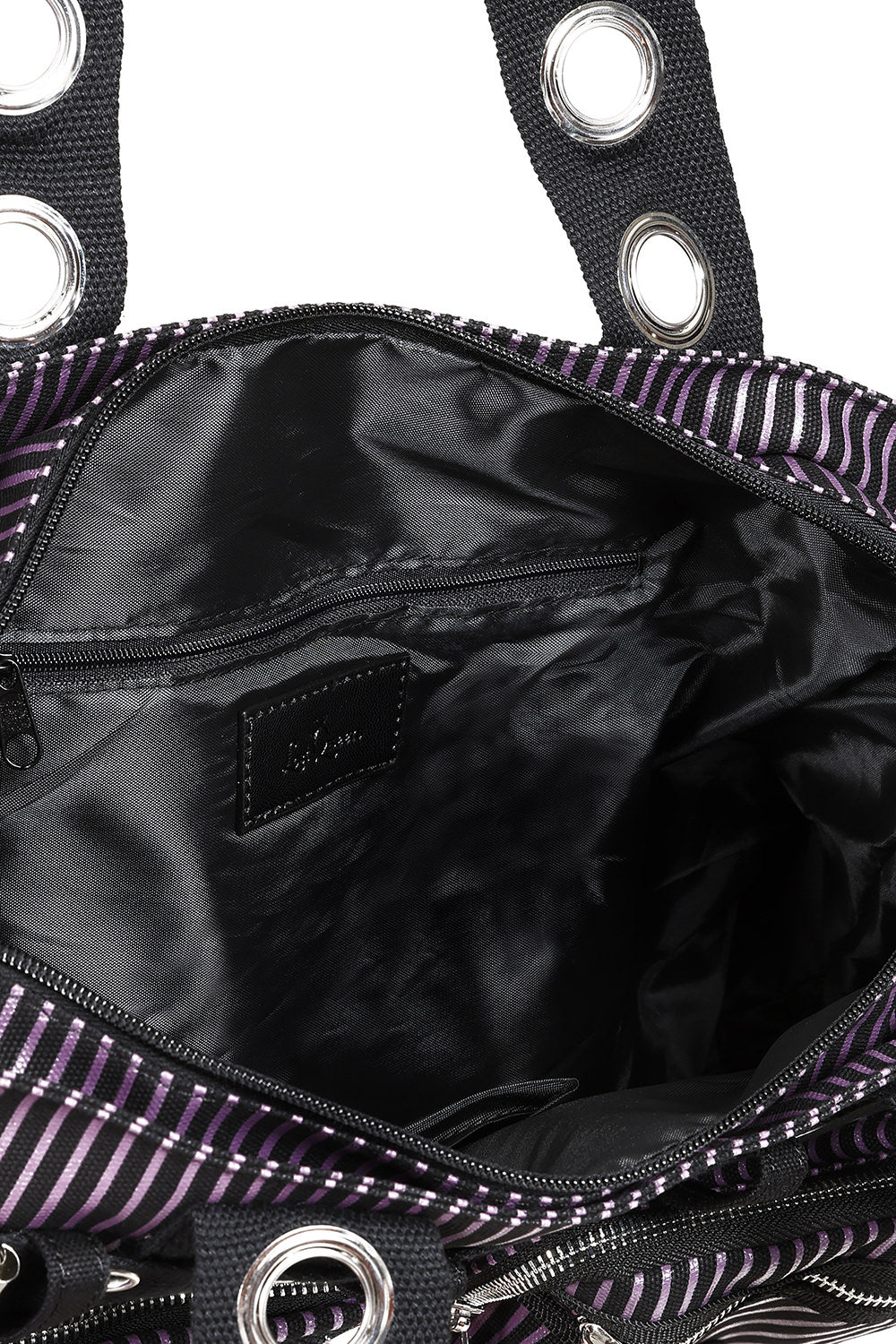 Banned Apparel Sweet Revenge Bag Black & Purple Striped Punk Goth Alternative Shoulder Bag