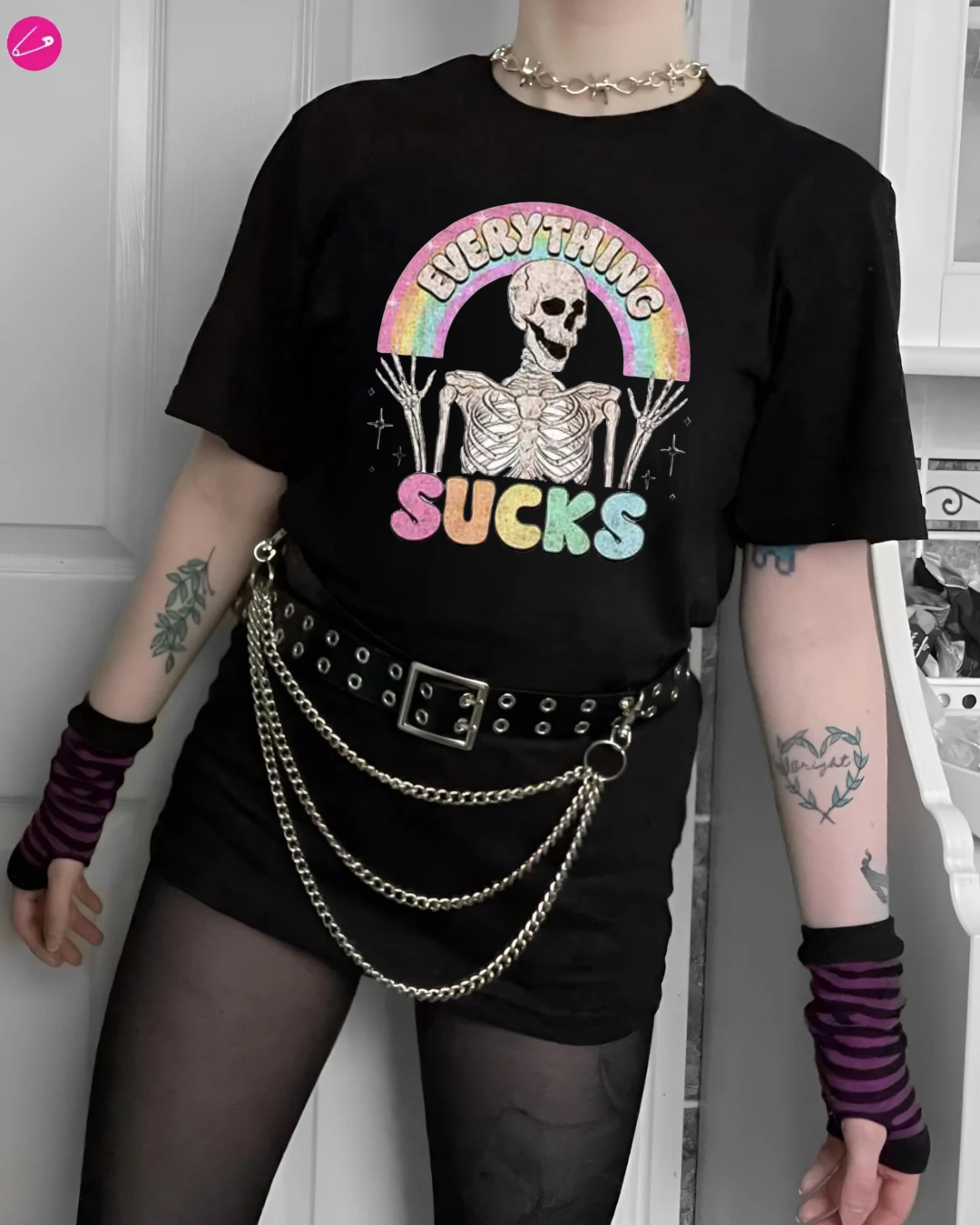 Everything Sucks Alternative Gothic Punk Rock Emo Occult Funny Graphic TShirt
