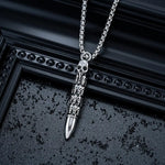 Skull Bullet Pendant Necklace Gothic Punk Stainless Steel Chain1