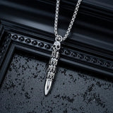 Skull Bullet Pendant Necklace Gothic Punk Stainless Steel Chain1