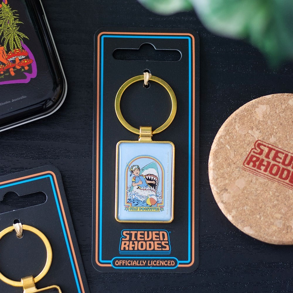Steven Rhodes Stay Positive Occult Emo Punk Alt Art Keyring Chain Accessory0