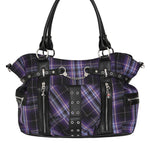 Banned Apparel Purple Tartan Rise Up Rock Punk Alt Handbag0