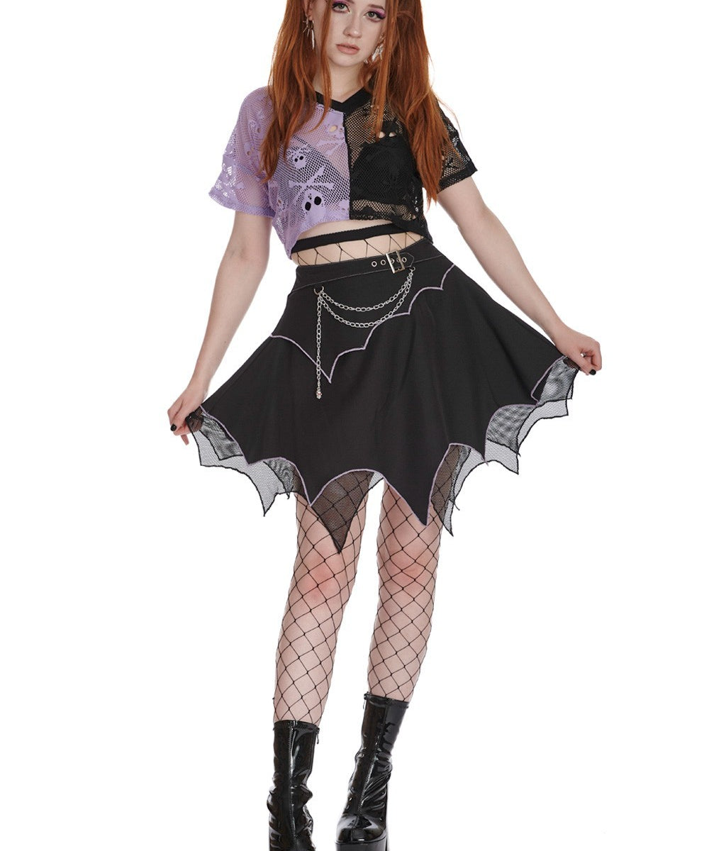 Banned Apparel Purple & Black Mesh Sora Rock Punk Grunge Alt Emo Crop Top1