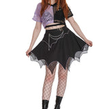 Banned Apparel Purple & Black Mesh Sora Rock Punk Grunge Alt Emo Crop Top1