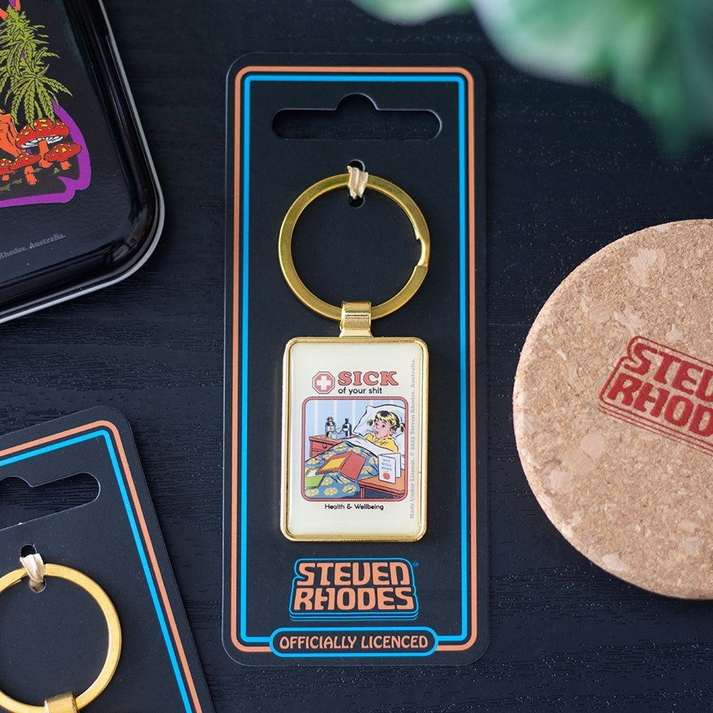 Steven Rhodes Sick Of Your Sh*t Occult Emo Punk Alt Art Keyring Chain Accessory0