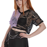 Banned Apparel Purple & Black Mesh Sora Rock Punk Grunge Alt Emo Crop Top2