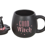 Good Witch Pink Witches Hat Lidded Mug with Spoon Gift Set3