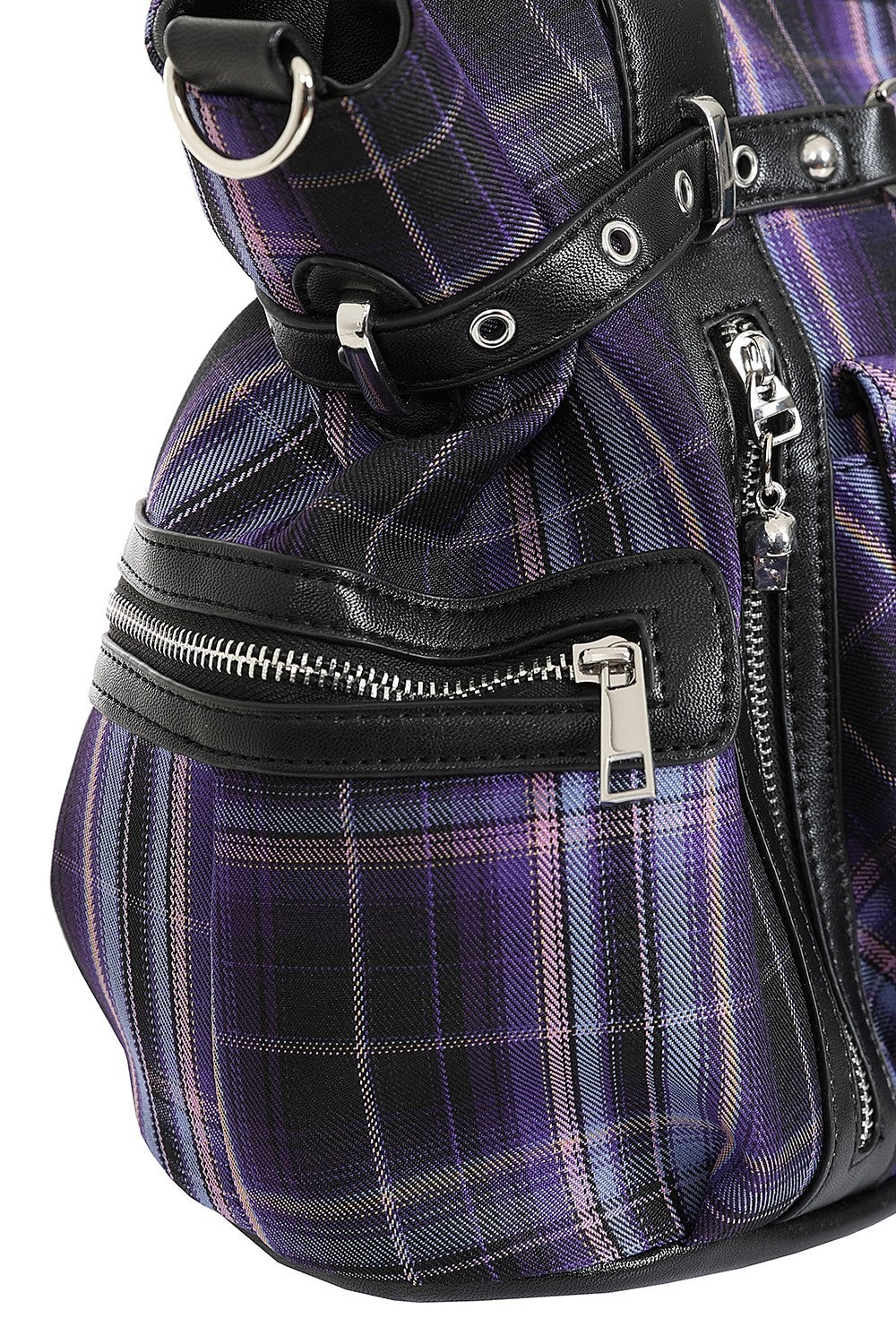 Banned Apparel Purple Tartan Rise Up Rock Punk Alt Handbag4