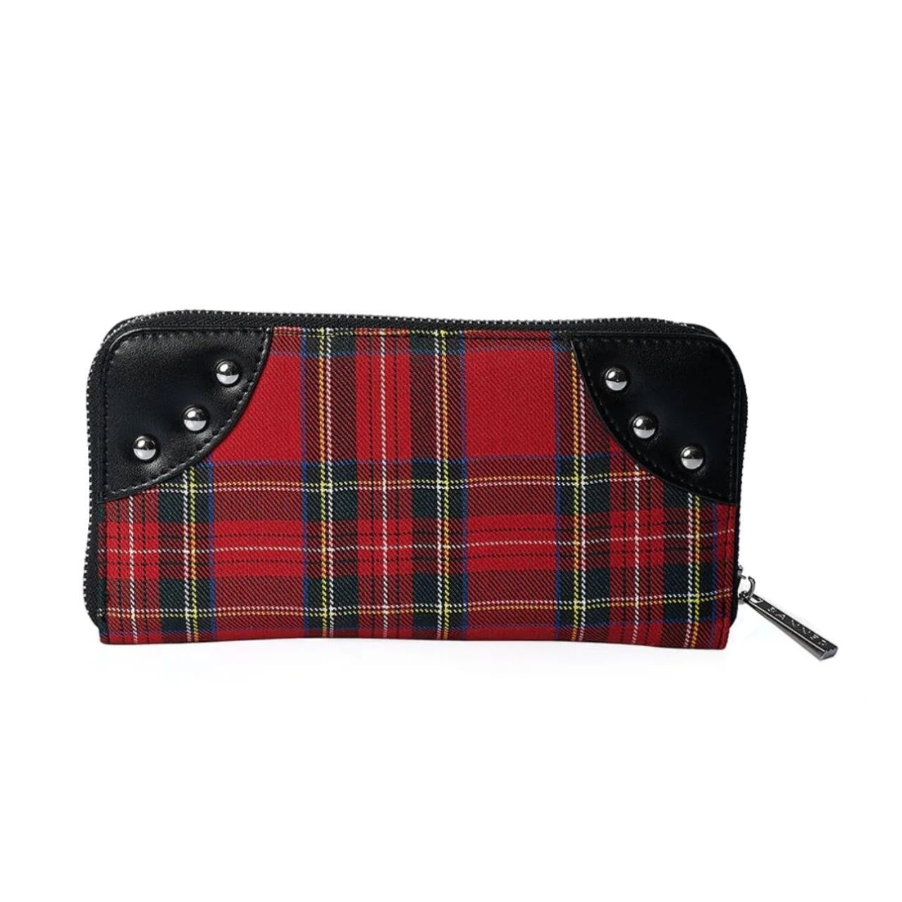 Banned Apparel Red Tartan Alternative Gothic Skater Punk Rock Handcuff Wallet1