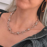 Barbed Wire Silver Brambles Alternative Gothic Punk Rock Grunge Occult Necklace1