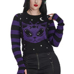 Banned Apparel Black/Purple Alien Space Cat Jumper Emo Gothic Punk Rock Occult0