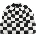 Beechfield Checkerboard Black and White Beanie Alternative Emo Punk Goth Skater0
