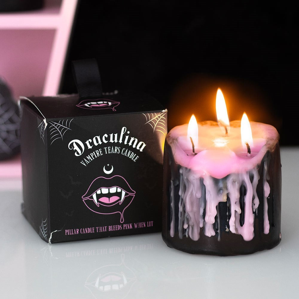 Gothic Occult Small Pink Vampire Tears Pillar Candle0