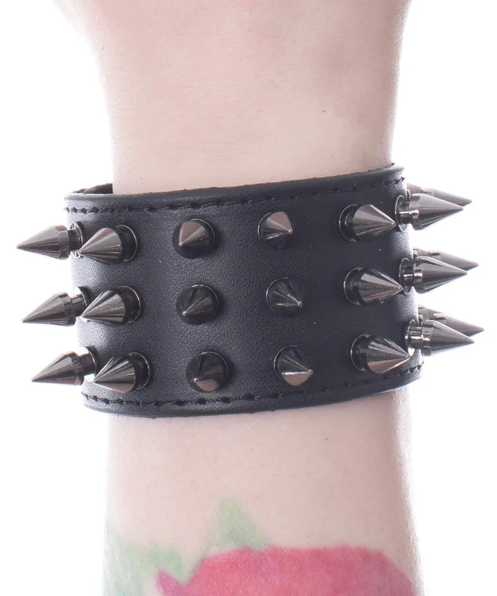 Poizen Industries Obsidian Black Wristband Alternative Gothic Punk Rock Skater0