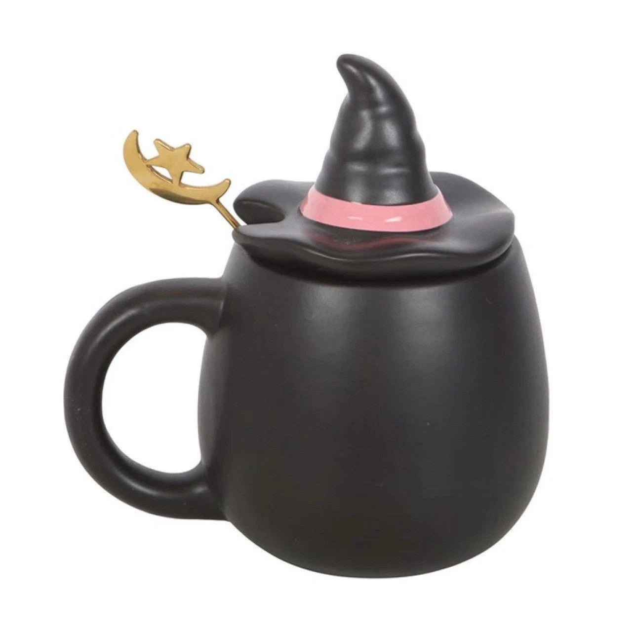 Good Witch Pink Witches Hat Lidded Mug with Spoon Gift Set2