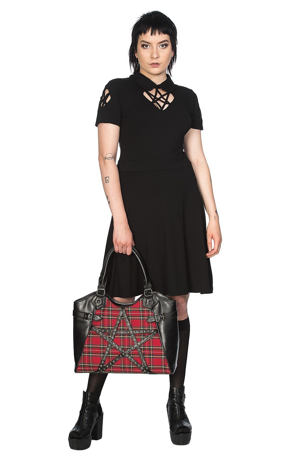 Banned Apparel Calling Of The Eclipse Pentagram Handbag Red Gothic Alternative3