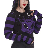 Banned Apparel Black/Purple Alien Space Cat Jumper Emo Gothic Punk Rock Occult1