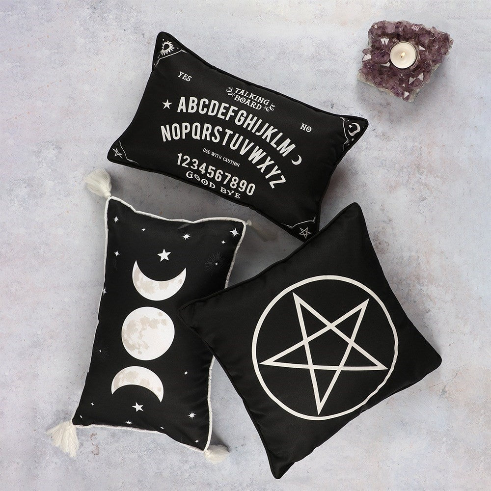 Gothic Ouija Rectangular Black And White Talking Board Cushion3