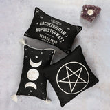 Gothic Ouija Rectangular Black And White Talking Board Cushion3