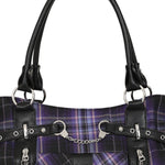 Banned Apparel Purple Tartan Rise Up Rock Punk Alt Handbag1