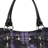 Banned Apparel Purple Tartan Rise Up Rock Punk Alt Handbag1