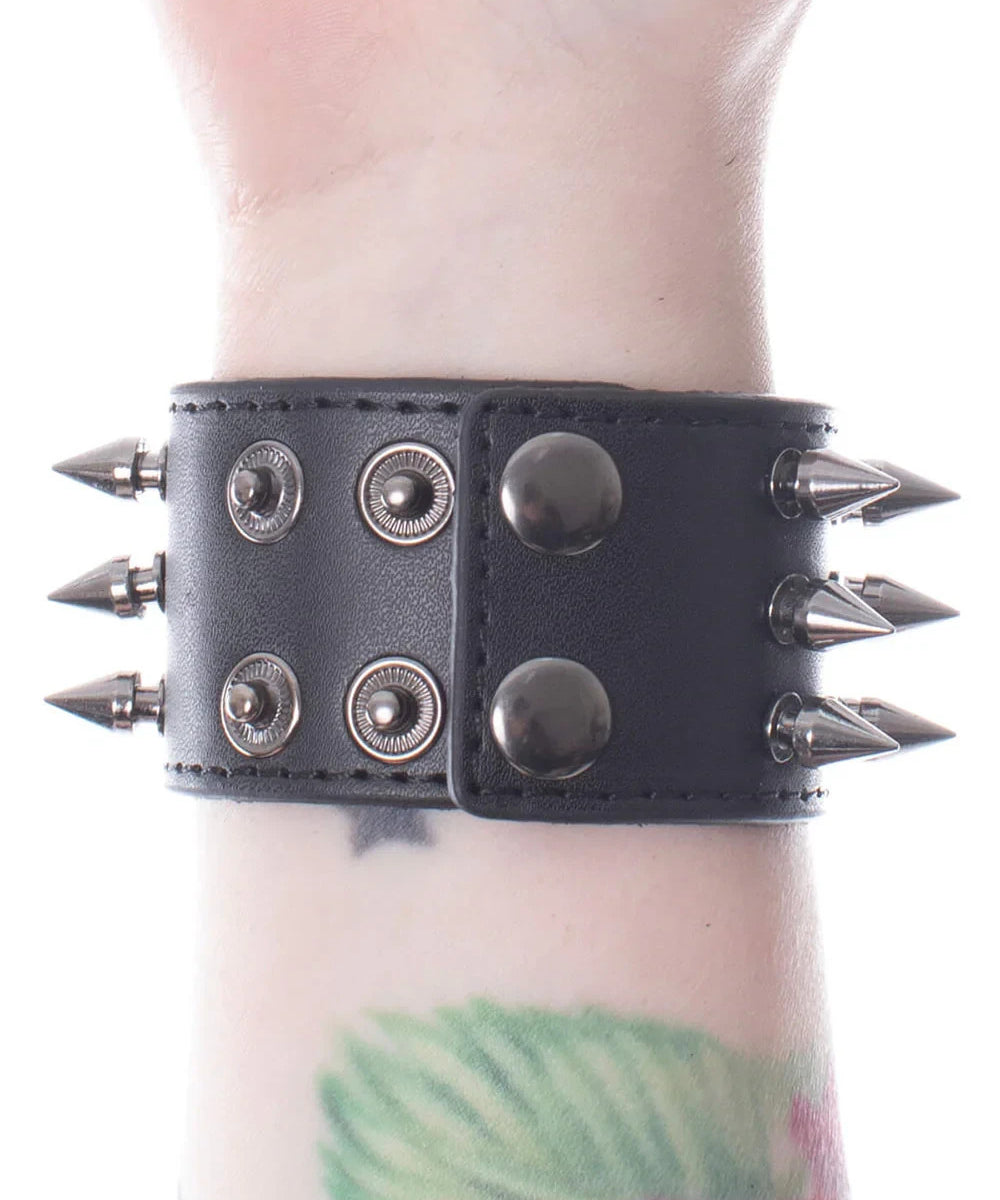 Poizen Industries Obsidian Black Wristband Alternative Gothic Punk Rock Skater1